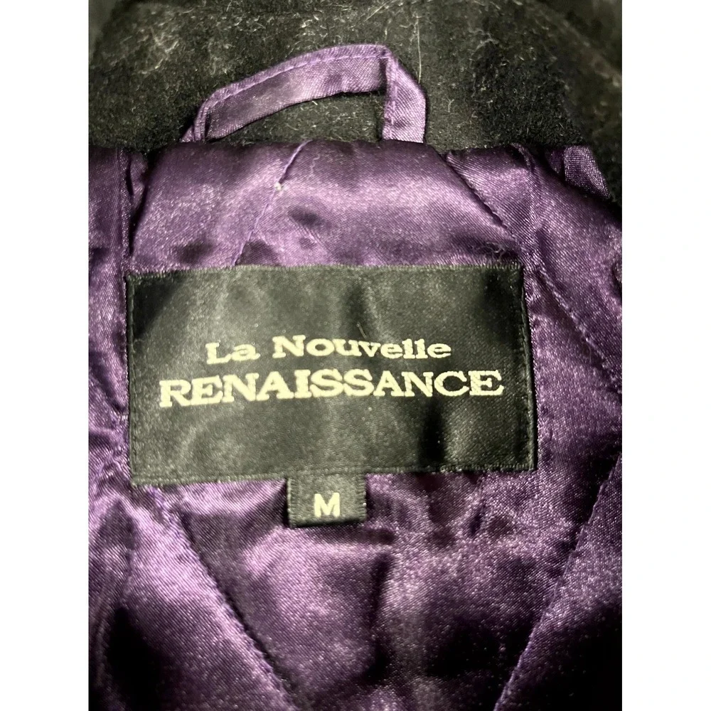 La Nouvelle Renaissance Jacket Womens Medium Black Wool Hooded Lined Full Zip‎